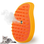Cat&Dog Steam Brush 3 in 1, Silicone Massage Grooming Brush Cleanser, Pet Hair Cleaning Brush Comb for Cats and Dogs, Steamy Pet Brush, Cat Grooming Tool, Dog Fur Remover, Pet Care Brush (Mango yellow)