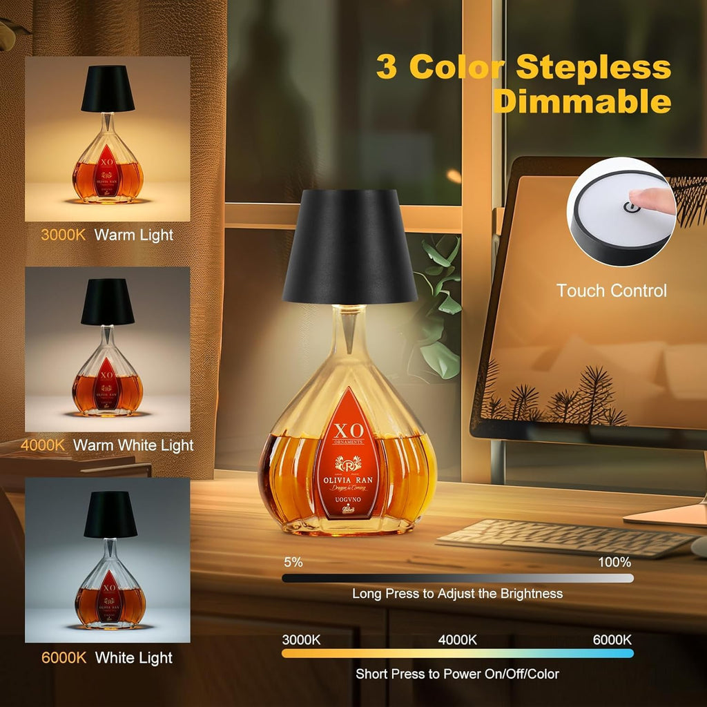 Premium Wireless LED Bottle Lamp  USB-C Rechargeable,