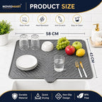 Silicone Dish Drying Mat for Kitchen Sink, Heat Resistant (50×43 cm, Grey)