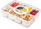 Snacks Box & Fridge Storage Boxes With 8 Serving Veggie Tray with Lid and Handle, Fridge Organizer with Removable 8 Compartment, Fridge Storage Containers (8 Compartment-1PC)