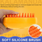 Cat&Dog Steam Brush 3 in 1, Silicone Massage Grooming Brush Cleanser, Pet Hair Cleaning Brush Comb for Cats and Dogs, Steamy Pet Brush, Cat Grooming Tool, Dog Fur Remover, Pet Care Brush (Mango yellow)