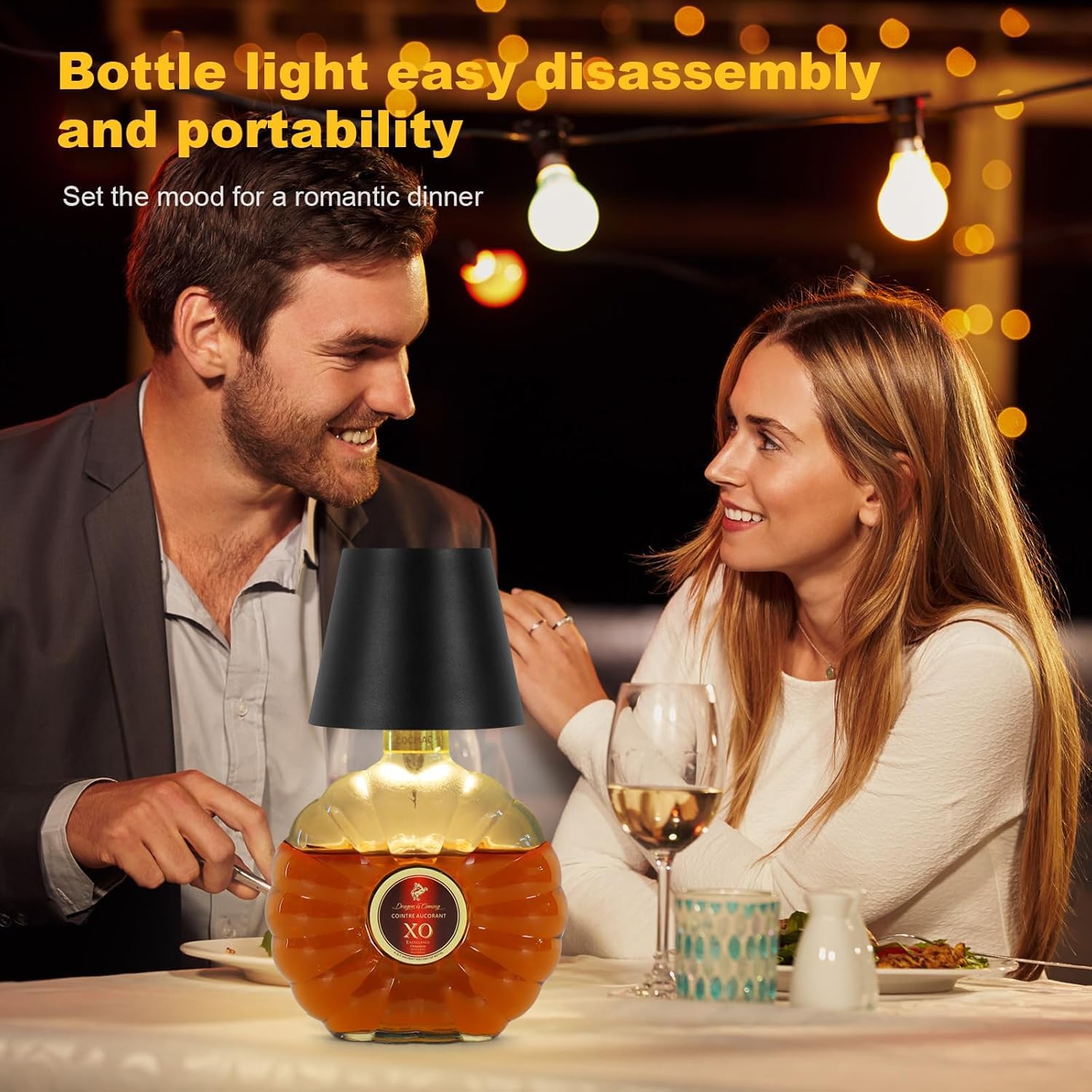 Premium Wireless LED Bottle Lamp  USB-C Rechargeable, 3-Color Dimmable Touch Light for Liquor Bottles,