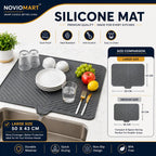 Silicone Dish Drying Mat for Kitchen Sink, Heat Resistant (50×43 cm, Grey)
