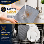 Silicone Dish Drying Mat for Kitchen Sink, Heat Resistant (50×43 cm, Grey)