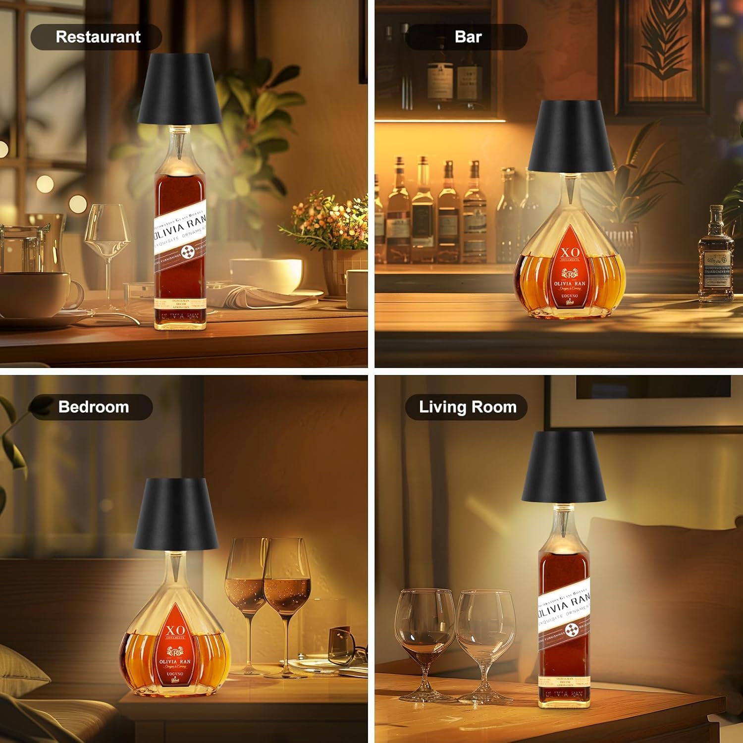 Premium Wireless LED Bottle Lamp  USB-C Rechargeable,
