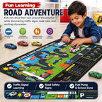 48 PCS Alloy Toy Cars Set with Storage Box & Play Mat – Pull Back Mini Die Cast Racing Cars for Kids, Educational Road Track Game,