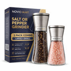 Premium Stainless Steel Salt and Pepper Grinder Shakers | Kitchen Tools Accessories Spice Mill with Ceramic Blades & Adjustable Coarseness Set –2 Piece Set (Large + Small)