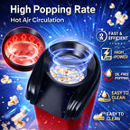 Hot Air Popper, Electric Popcorn Maker Machine 1200W,No oil needed, Healthy and Delicious Snack for Kids, Adults.Great for Holding Parties in Home (Red)