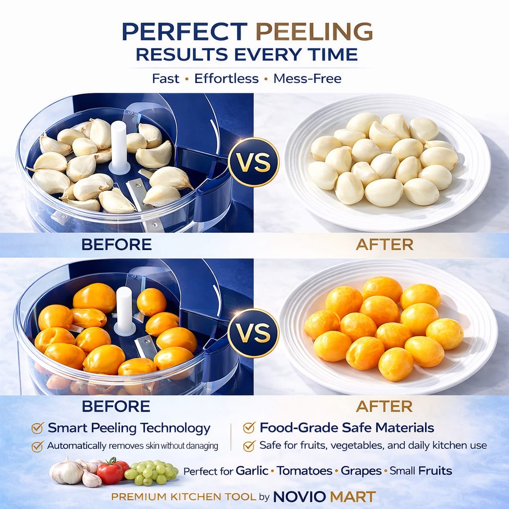 New Electric Garlic & Fruit Peeler Machine Automatic Skin Remover for Grapes, Cherry Tomatoes & Garlic One-Touch Operation, Food-Grade Materials, Easy to Clean for Home Rechargeable