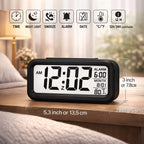 Digital Alarm Clock with Large LCD Display Compact Design for Bedside Morning Wake Up Ghadiyar, Compact Desk Table Clock for Students,Home,Bedroom, Living Room,Home Decor (Black Digital)