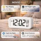 Digital Alarm Clock with Large LCD Display Compact Design for Bedside Morning Wake Up Ghadiyar, Compact Desk Table Clock for Students,Home,Bedroom, Living Room,Home Decor (White Digital)