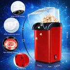 Hot Air Popper, Electric Popcorn Maker Machine 1200W,No oil needed, Healthy and Delicious Snack for Kids, Adults.Great for Holding Parties in Home (Red)
