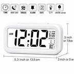 Digital Alarm Clock with Large LCD Display Compact Design for Bedside Morning Wake Up Ghadiyar, Compact Desk Table Clock for Students,Home,Bedroom, Living Room,Home Decor (White Digital)