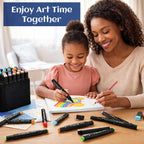 Dual Tip Colorful Art Markers Sketch Pens 24 Colors With Carrying Case For Painting Sketching Calligraphy Drawing -Twin Head Permanent Colouring Marker For Kids Adult,Multicolor Students & Artists
