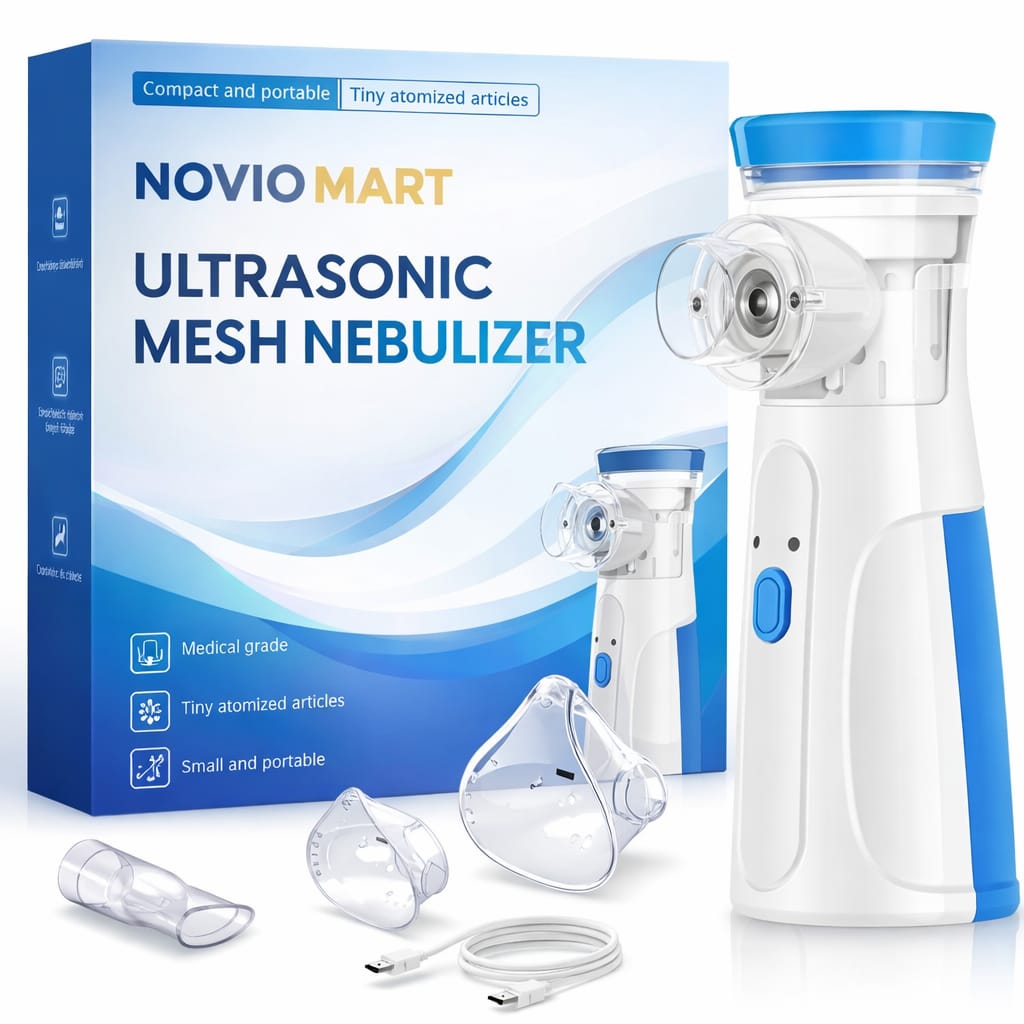 Portable Mesh Nebulizer: Handheld Respiratory Care Device, Quiet & Efficient Ultrasonic Mist, Dual-Power Options Full Family Kit with BPA-Free Masks & Mouthpiece (2025 Self - Cleaning Upgraded)