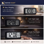 Digital Alarm Clock with Large LCD Display Compact Design for Bedside Morning Wake Up Ghadiyar, Compact Desk Table Clock for Students,Home,Bedroom, Living Room,Home Decor (Black Digital)