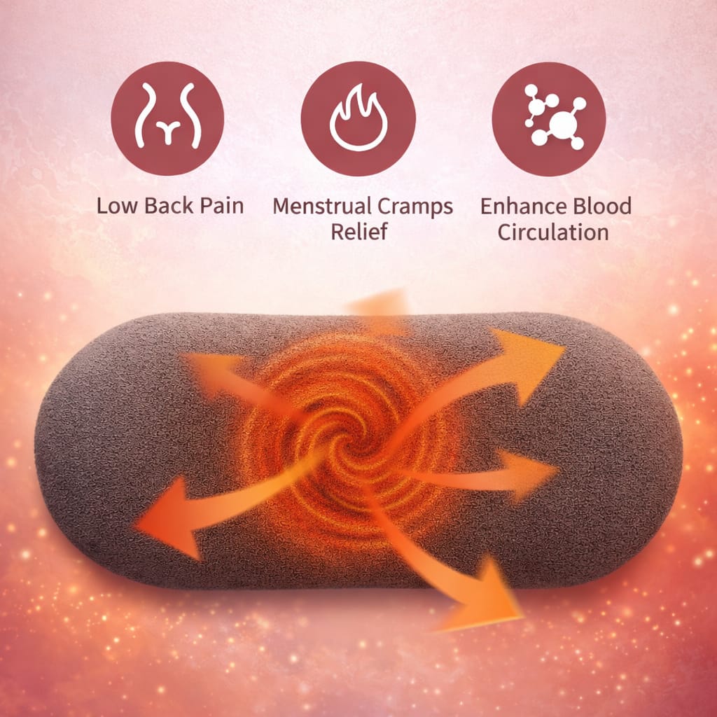 NOVIO Portable Cordless Heating Pad for Menstrual Cramps Relief, for Stomach, 3-Speed Temperature Adjustment and 4-Speed Massage Modes, Back and Belly Heating Pad for Women Pink Color