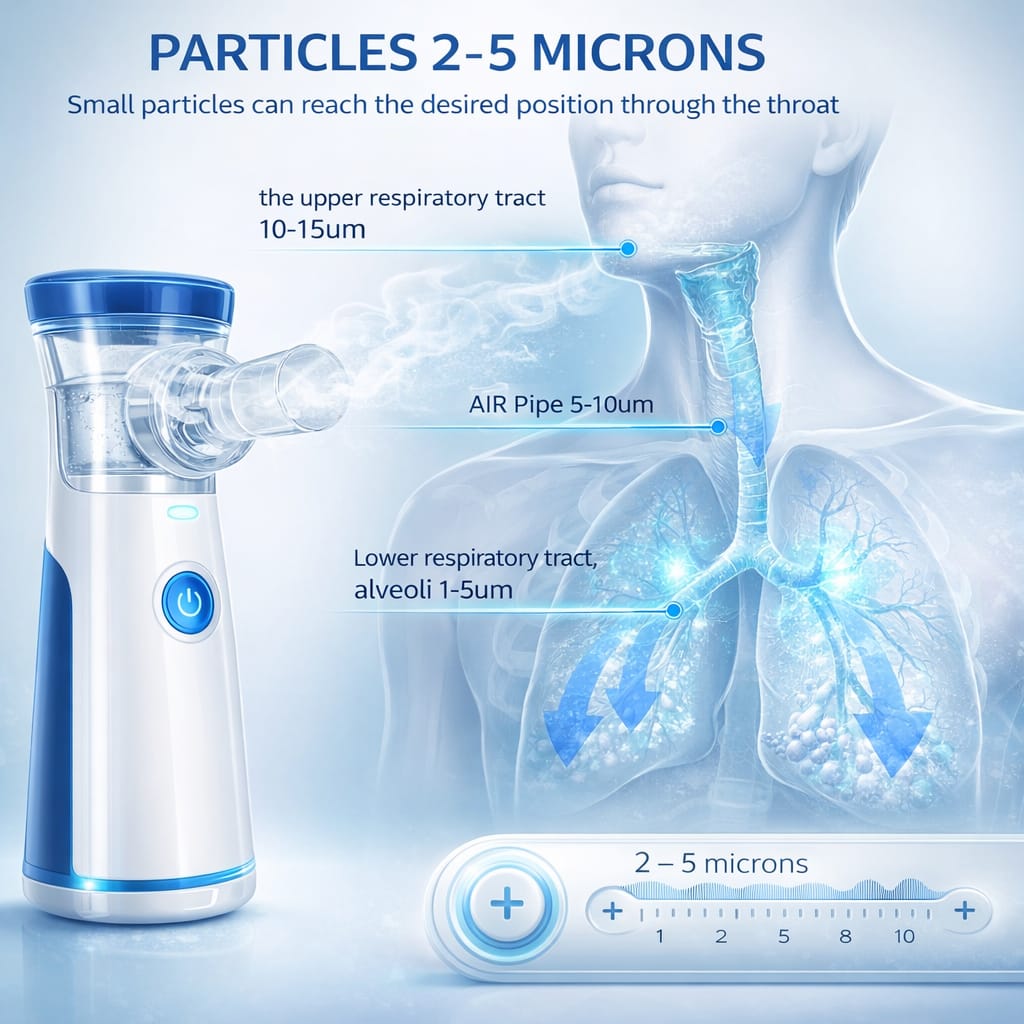 Portable Mesh Nebulizer: Handheld Respiratory Care Device, Quiet & Efficient Ultrasonic Mist, Dual-Power Options Full Family Kit with BPA-Free Masks & Mouthpiece (2025 Self - Cleaning Upgraded)
