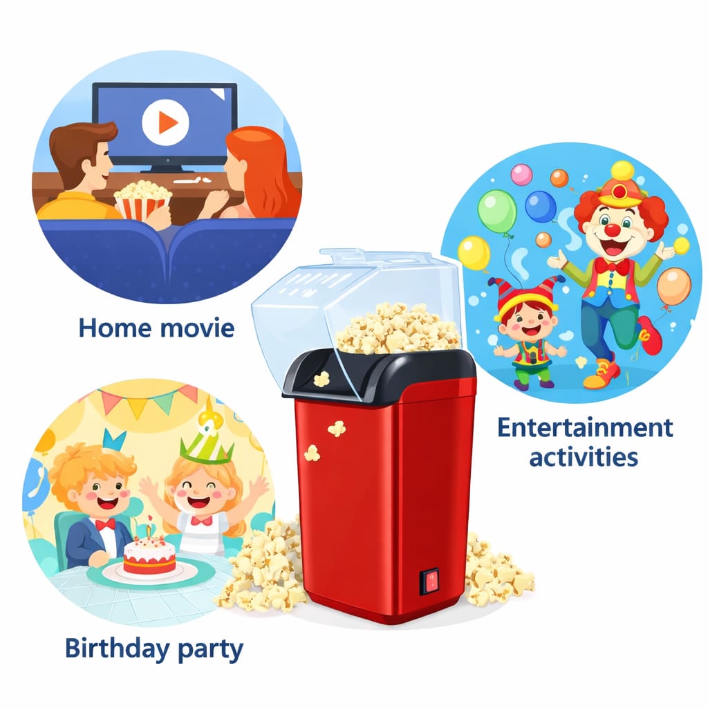 Hot Air Popper, Electric Popcorn Maker Machine 1200W,No oil needed, Healthy and Delicious Snack for Kids, Adults.Great for Holding Parties in Home (Red)